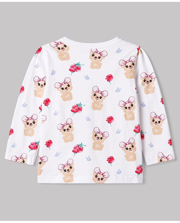 Babyhug 100% Cotton Knit Full Sleeves Bear & Floral Printed Jhablas Pack Of 3 - Multicolor
