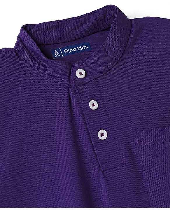 Pine Kids Cotton Knit Half Sleeves Solid T-Shirt & Shorts Set - Purple