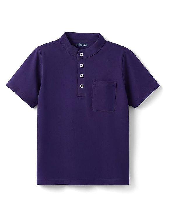Pine Kids Cotton Knit Half Sleeves Solid T-Shirt & Shorts Set - Purple