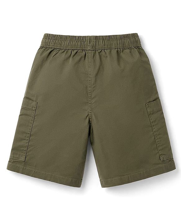 Pine Kids Cotton Knit Half Sleeves Solid T-Shirt & Shorts Set - Orange & Olive Green