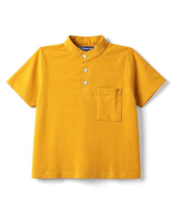 Pine Kids Cotton Knit Half Sleeves T-Shirt & Shorts Set - Golden & Grey