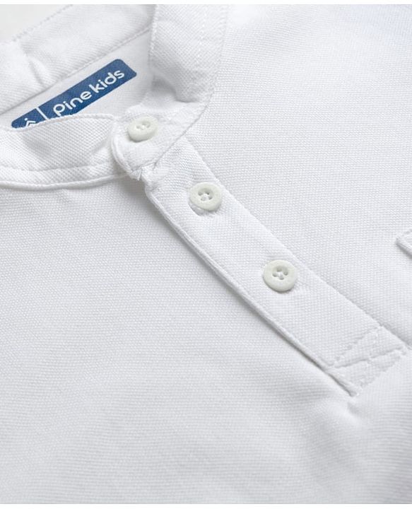 Pine Kids Cotton Knit Half Sleeves Solid T-Shirt & Shorts Set - White & Navy Blue