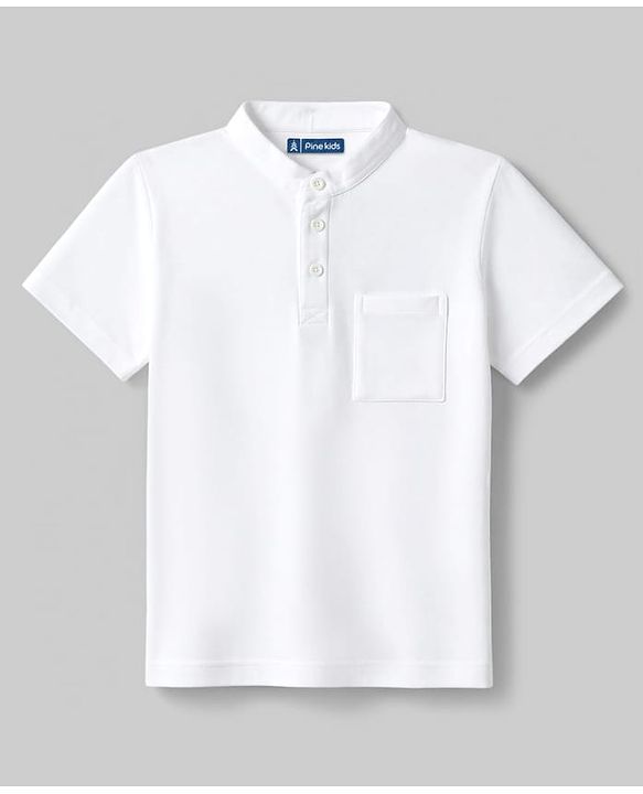Pine Kids Cotton Knit Half Sleeves Solid T-Shirt & Shorts Set - White & Navy Blue