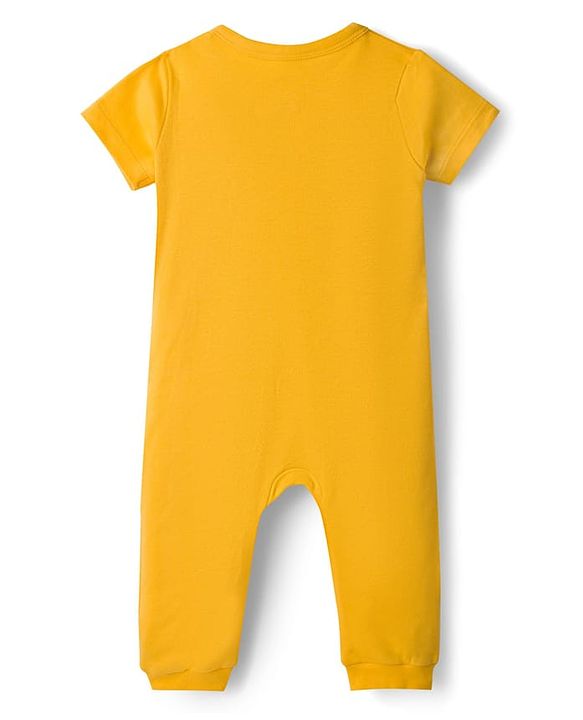 Babyhug Disney 100% Cotton Knit Half Sleeves Romper With Bambi Graphic - Yellow