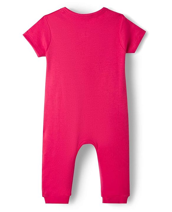 Babyhug Disney 100% Cotton Knit Half Sleeves Romper With Marie Graphic - Red
