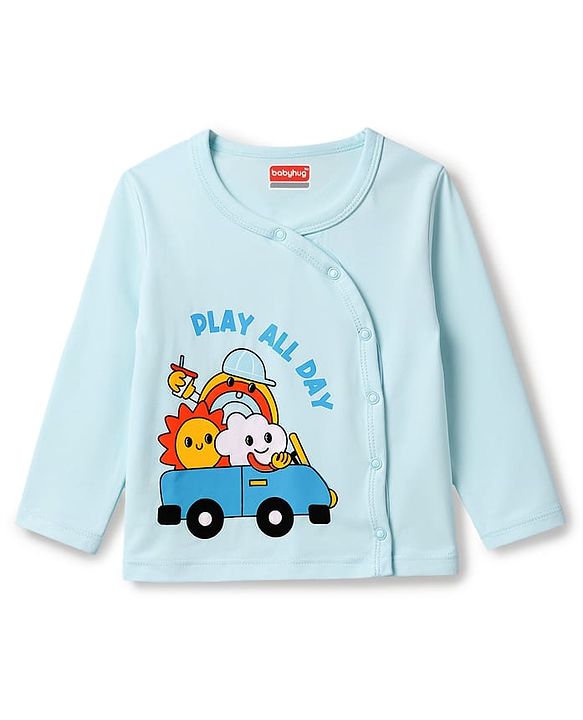 Babyhug 100% Cotton Knit Full Sleeves Jhablas with Sky Print Pack of 3 - Multicolor