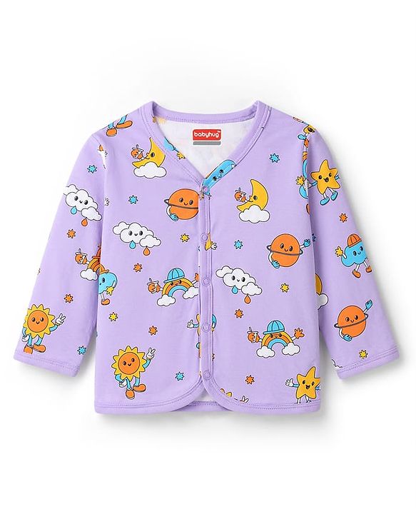 Babyhug 100% Cotton Knit Full Sleeves Jhablas with Sky Print Pack of 3 - Multicolor