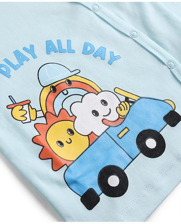 Babyhug 100% Cotton Knit Full Sleeves Jhablas with Sky Print Pack of 3 - Multicolor