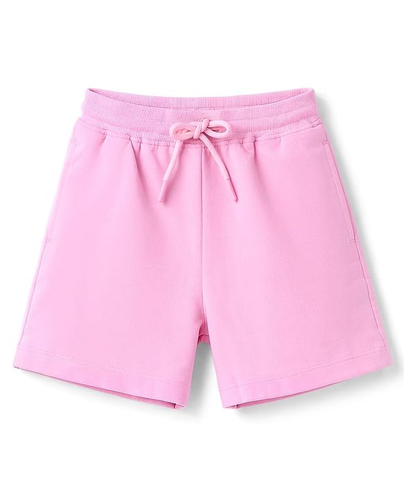 Pine Kids Cotton Knit Half Sleeves Top & Shorts Set with Miami Print - Pink