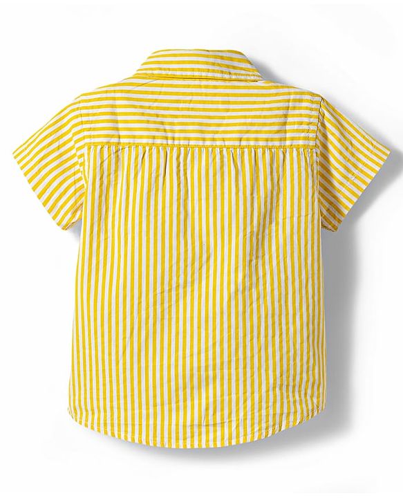 Babyhug Cotton Woven Half Sleeves Striped Shirt & Denim Shorts Set - Multicolor
