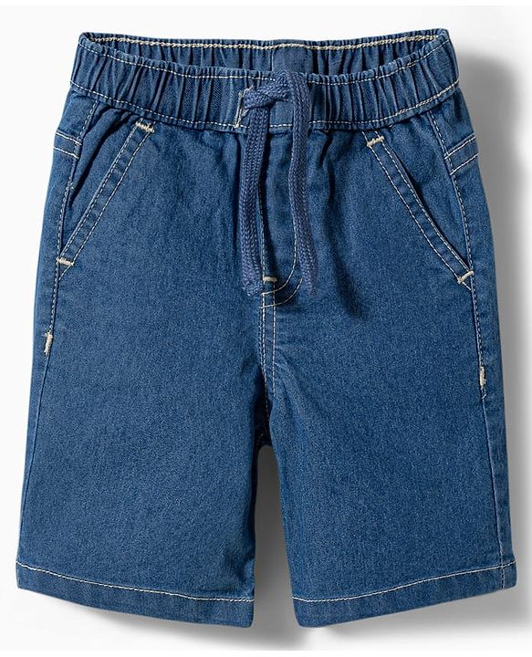 Babyhug Cotton Woven Half Sleeves Striped Shirt & Denim Shorts Set - Multicolor