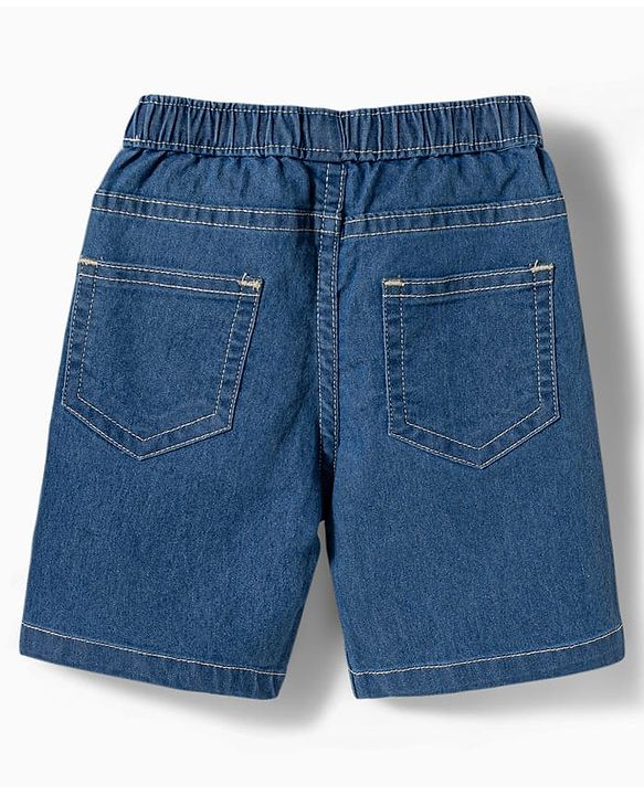 Babyhug Cotton Woven Half Sleeves Striped Shirt & Denim Shorts Set - Multicolor