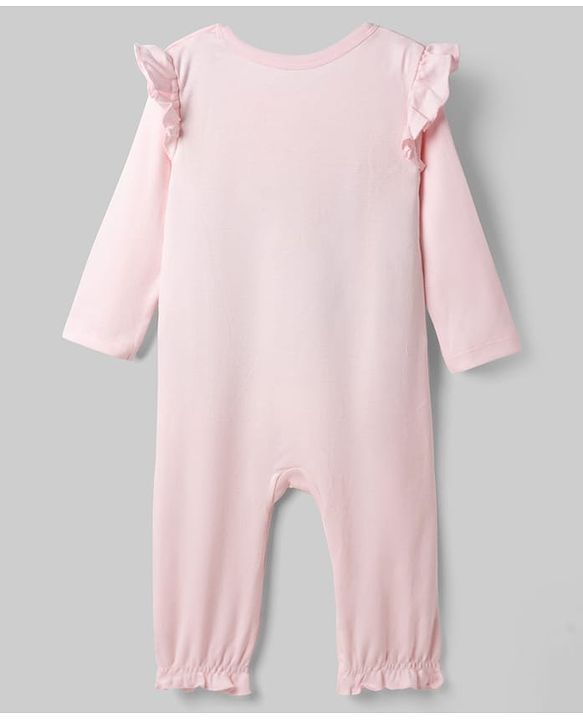 Babyhug Disney Interlock Knit Full Sleeves Romper With Marie Graphics - Pink
