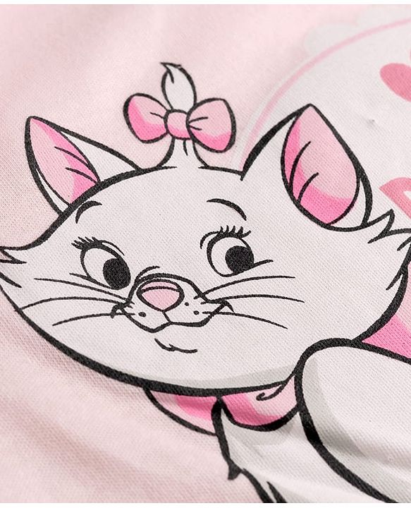 Babyhug Disney Interlock Knit Full Sleeves Romper With Marie Graphics - Pink