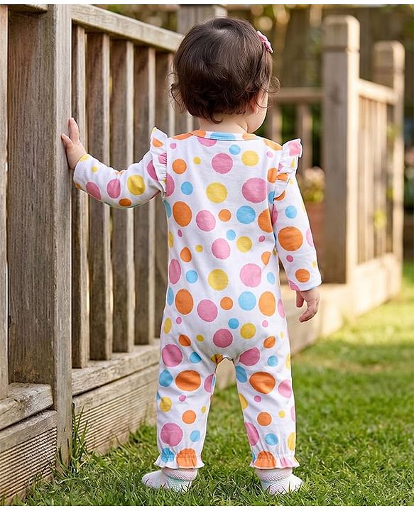Babyhug Disney Interlock Knit Full Sleeves Romper With Marie Graphics - White