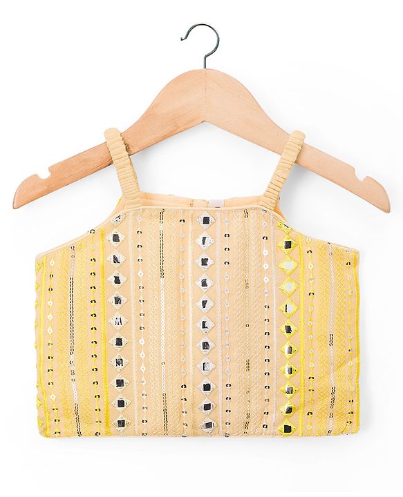 Babyhug Woven Sleeveless Embroidered Choli Lahenga Set With Dupatta - Yellow