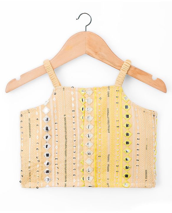Babyhug Woven Sleeveless Embroidered Choli Lahenga Set With Dupatta - Yellow