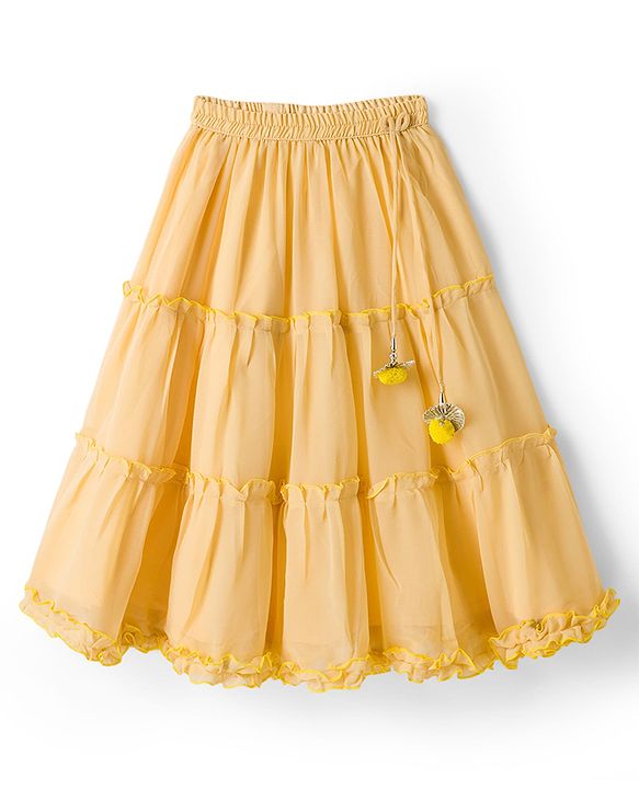 Babyhug Woven Sleeveless Embroidered Choli Lahenga Set With Dupatta - Yellow
