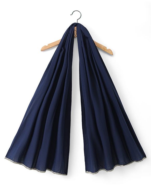 Babyhug 100% Cotton Cambric Woven Half Sleeves Choli Lehenga Set with Floral Print & Dupatta - Navy Blue