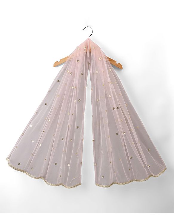 Babyhug Net Woven Half Sleeves Floral Embroidered Lehenga Choli Set with Dupatta - Pink