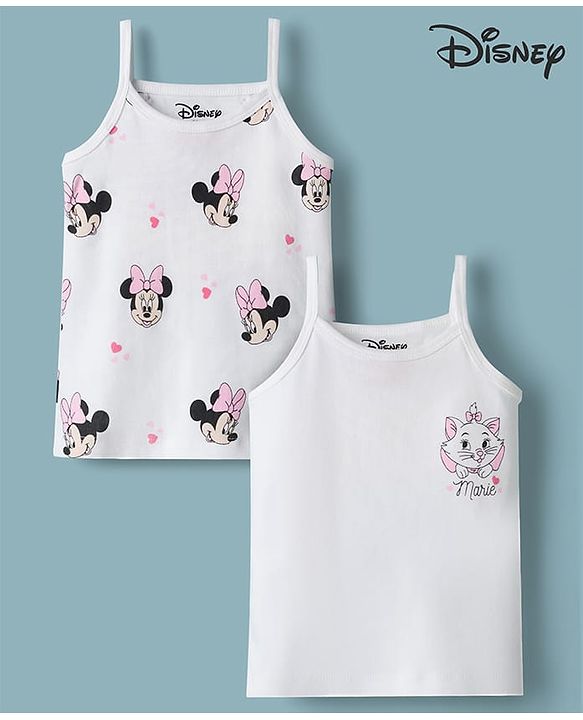Babyhug Disney 100% Cotton Knit Sleeveless Slip With Disney Character Graphic Pack Of 2 - White