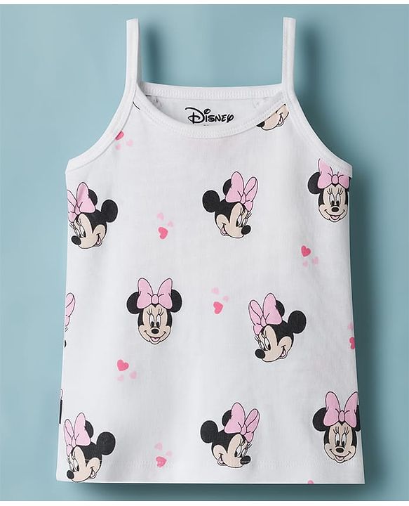 Babyhug Disney 100% Cotton Knit Sleeveless Slip With Disney Character Graphic Pack Of 2 - White