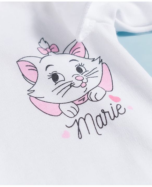 Babyhug Disney 100% Cotton Knit Full Sleeves Sleepsuits With Disney Character Graphic Pack of 2 - White