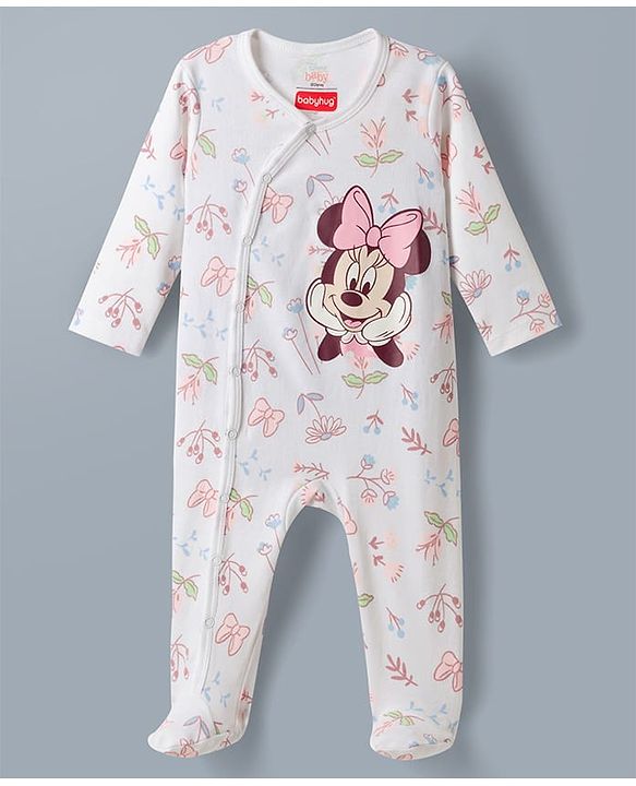 Babyhug Disney Interlock Knit Full Sleeves Footed Sleepsuit with Disney Character Print Pack of 2 - Multicolour