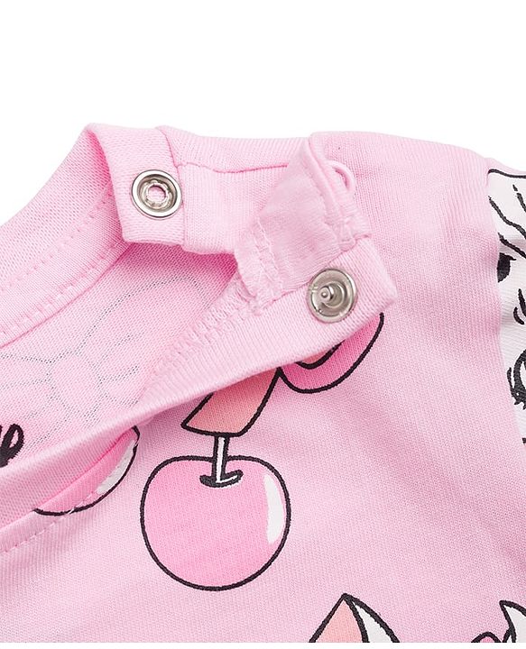 Babyhug Disney 100% Cotton Knit Full Sleeves Co-Ords T-Shirt & Pyjama Night Suit With Marie Graphic - Pink