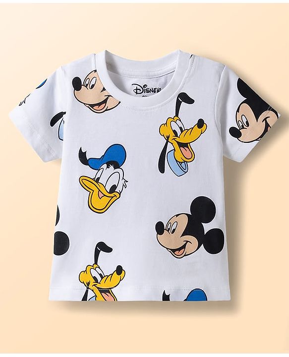 Babyhug Disney Single Jersey Knit Half Sleeves T-Shirt With Mickey Mouse Graphics Pack of 2 - Multicolor