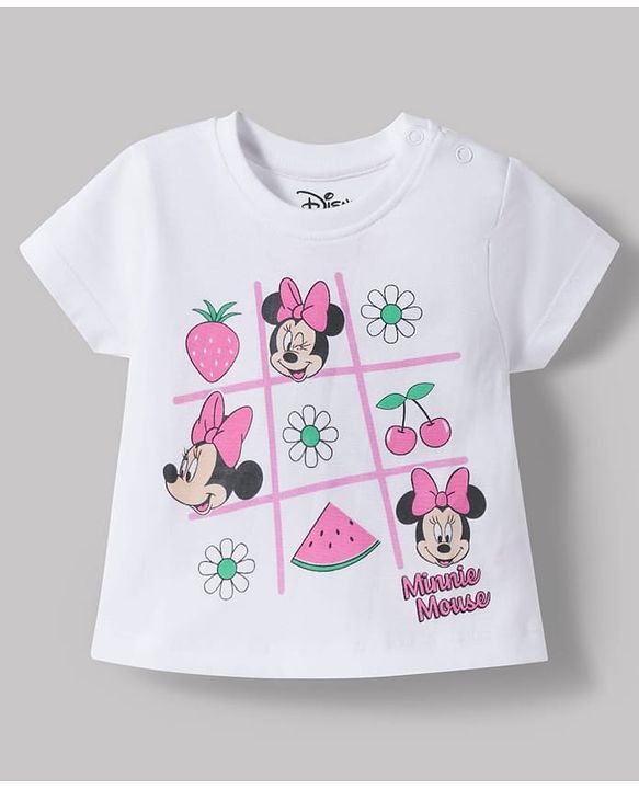 Babyhug Disney Cotton Knit T-Shirts Half Sleeve with Minnie and Friends Graphic Multi Color 3-6 Months Pack of 2