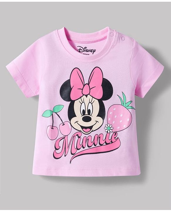 Babyhug Disney Cotton Knit T-Shirts Half Sleeve with Minnie and Friends Graphic Multi Color 3-6 Months Pack of 2