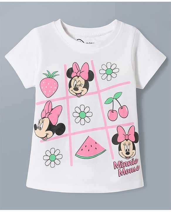 Babyhug Disney Cotton Knit T-Shirts Half Sleeve with Minnie and Friends Graphic Multi Color 3-6 Months Pack of 2