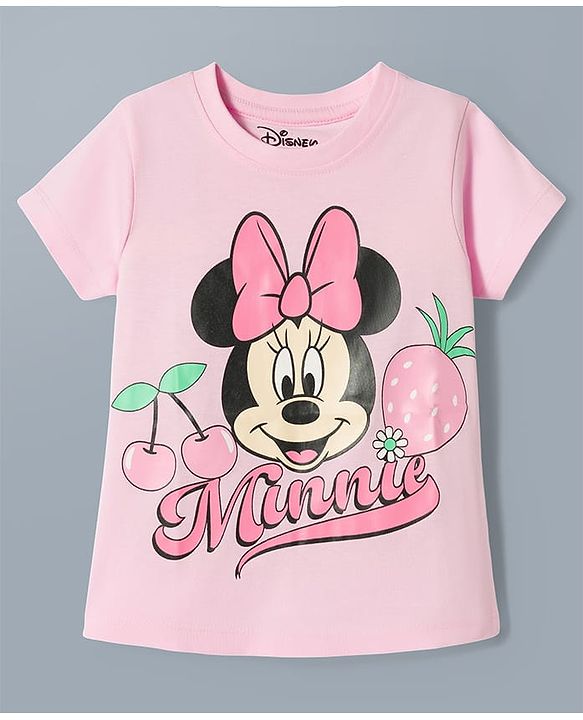 Babyhug Disney Cotton Knit T-Shirts Half Sleeve with Minnie and Friends Graphic Multi Color 3-6 Months Pack of 2
