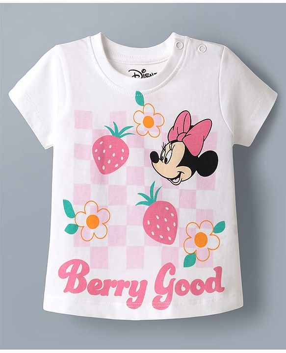 Babyhug Disney Cotton Knit T-Shirts with Minnie and Friends Graphic Half Sleeves Round Neck Multi Color 3-6 Months Pack of 2