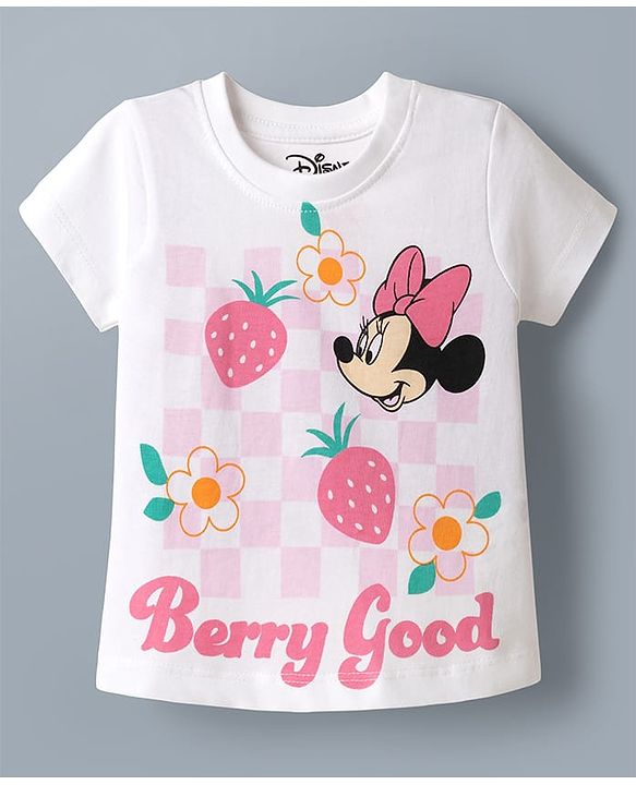 Babyhug Disney Cotton Knit T-Shirts with Minnie and Friends Graphic Half Sleeves Round Neck Multi Color 3-6 Months Pack of 2
