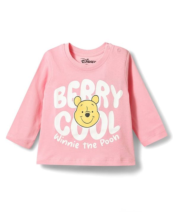 Babyhug Disney Single Jersey Knit Full Sleeves T-Shirt & Joggers Night Suit With Winnie The Pooh Graphics - Pink