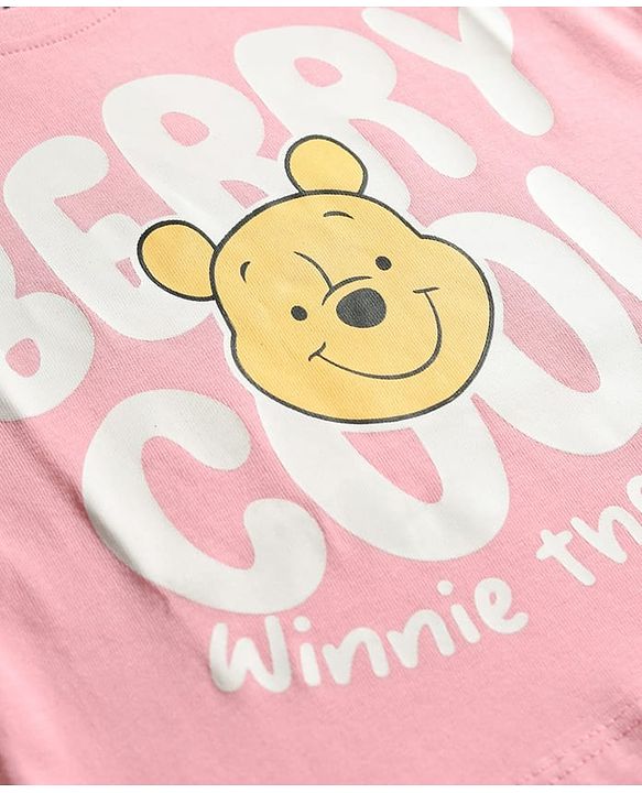 Babyhug Disney Single Jersey Knit Full Sleeves T-Shirt & Joggers Night Suit With Winnie The Pooh Graphics - Pink