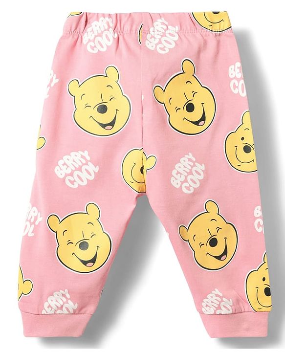 Babyhug Disney Single Jersey Knit Full Sleeves T-Shirt & Joggers Night Suit With Winnie The Pooh Graphics - Pink