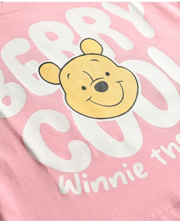 Babyhug Disney Single Jersey Knit Full Sleeves T-Shirt & Joggers Night Suit With Winnie The Pooh Graphics - Pink