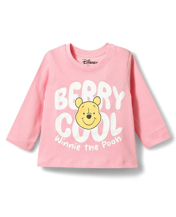 Babyhug Disney Single Jersey Knit Full Sleeves T-Shirt & Joggers Night Suit With Winnie The Pooh Graphics - Pink