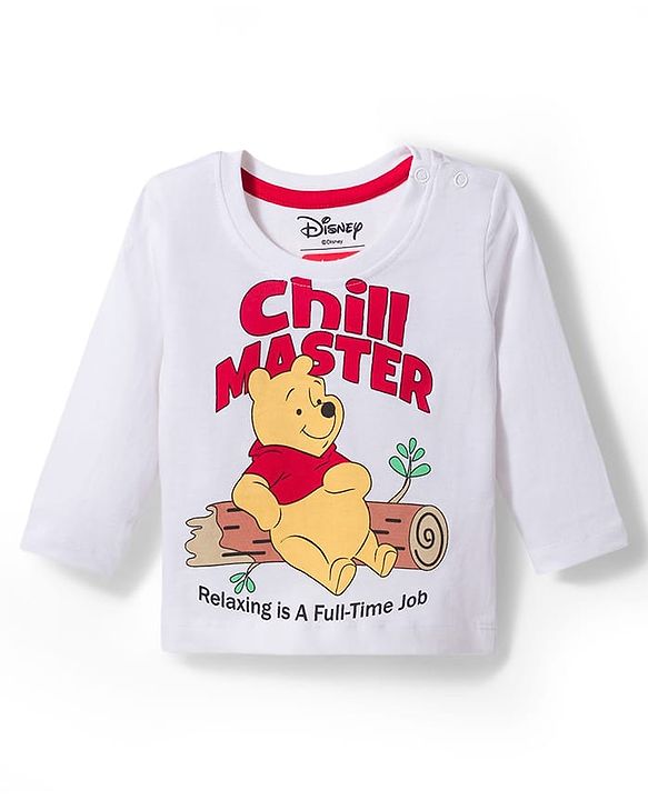 Babyhug Disney 100% Cotton Knit Full Sleeves T-Shirt & Pyjama Night Suit With Winnie The Pooh Graphic - Multicolor