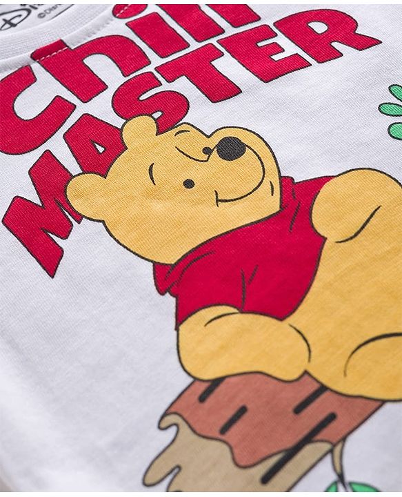 Babyhug Disney 100% Cotton Knit Full Sleeves T-Shirt & Pyjama Night Suit With Winnie The Pooh Graphic - Multicolor