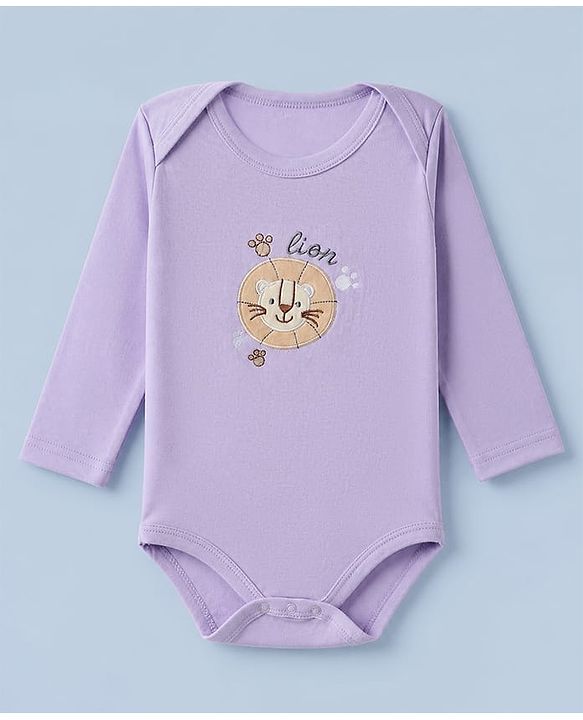 Babyhug 100% Cotton Interlock Knit Onesies with Lion & Cloud Print in White Green Blue Pack of 3