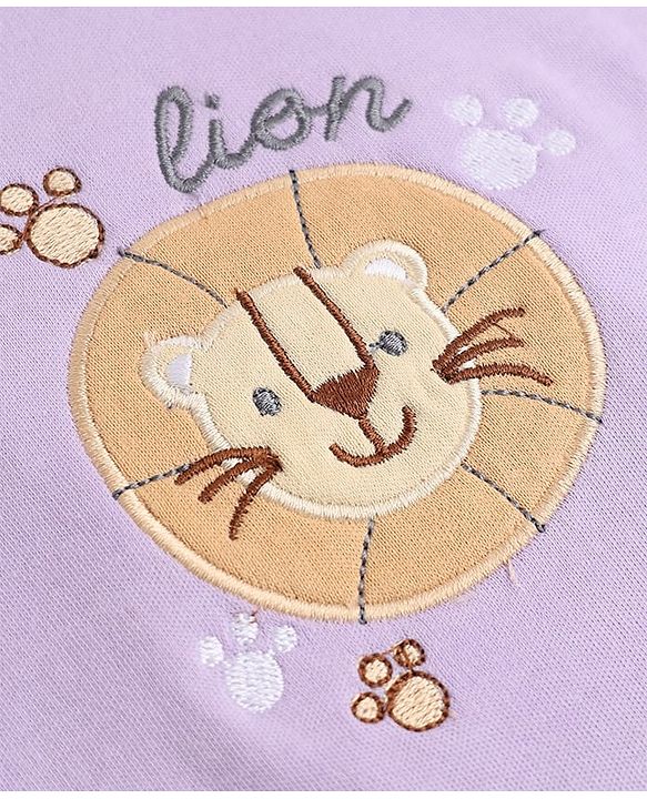 Babyhug 100% Cotton Interlock Knit Onesies with Lion & Cloud Print in White Green Blue Pack of 3