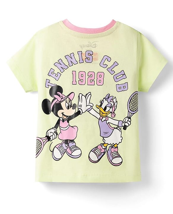 Babyhug Disney Single Jersey Knit Half Sleeves T-Shirt With Minnie Mouse Graphics - Limegreen