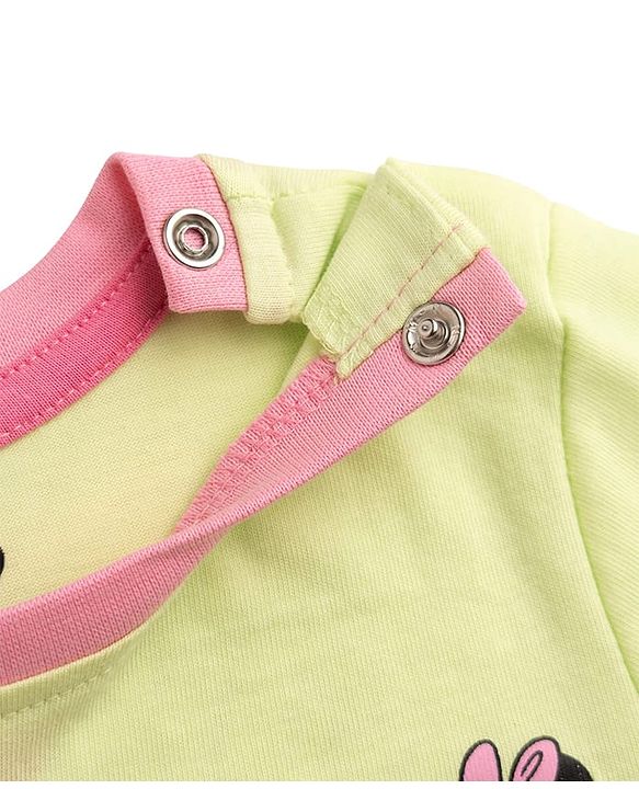 Babyhug Disney Single Jersey Knit Half Sleeves T-Shirt With Minnie Mouse Graphics - Limegreen