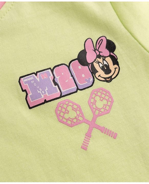 Babyhug Disney Single Jersey Knit Half Sleeves T-Shirt With Minnie Mouse Graphics - Limegreen