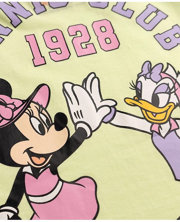 Babyhug Disney Single Jersey Knit Half Sleeves T-Shirt With Minnie Mouse Graphics - Limegreen