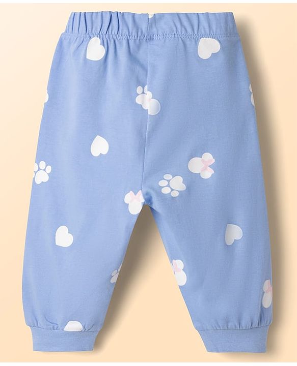 Babyhug Disney Single Jersey Knit Full Sleeves T-Shirt & Pyjama Night Suit With Minnie Mouse Graphic - White